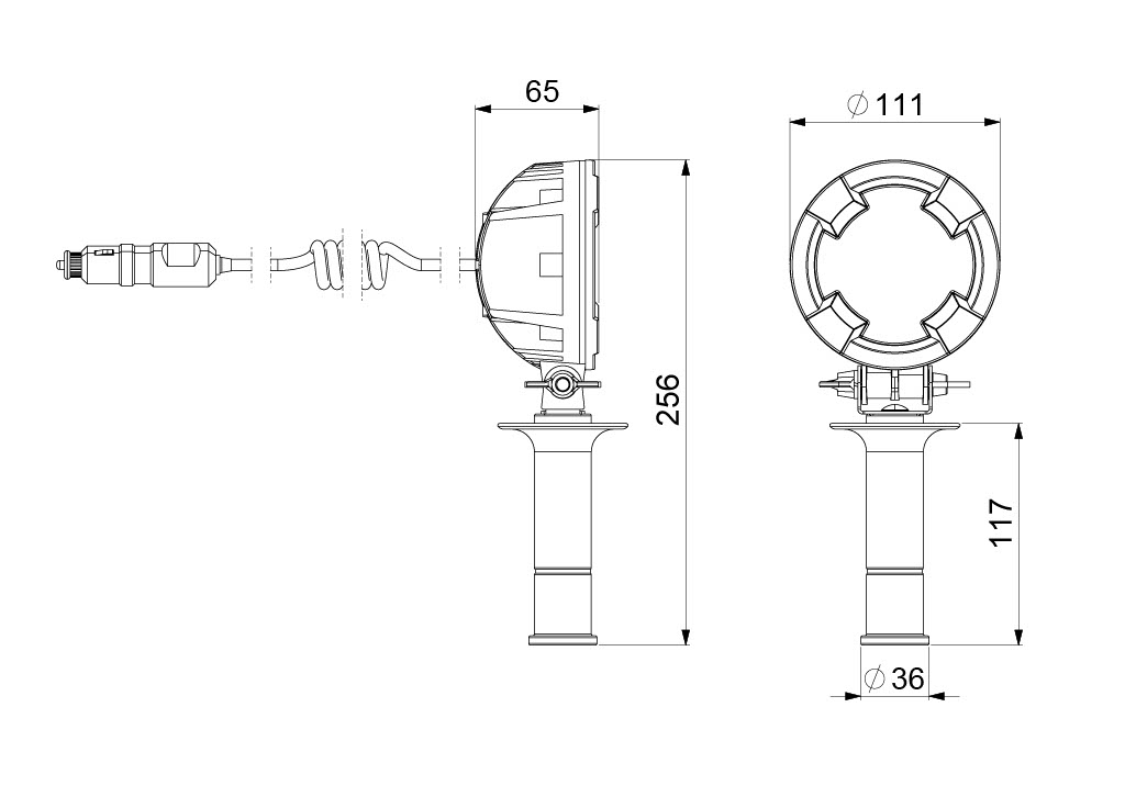Work light RAPTOR LRD 3185 with handle and cigarette lighter plug (diffused light, 2600 lm)